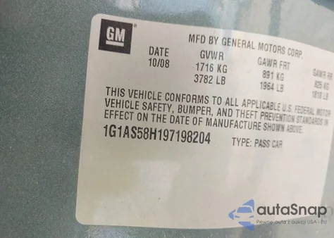 2009 Chevrolet Cobalt Ls из США, поврежденный, VIN 1G1AS58H197198204